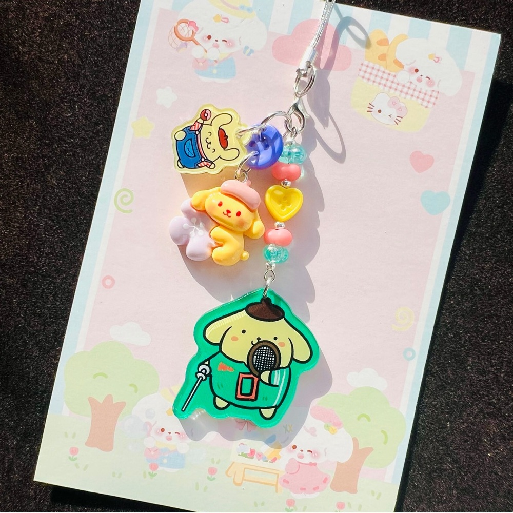pompompurin double sided acrylic phonecharm phonestrap